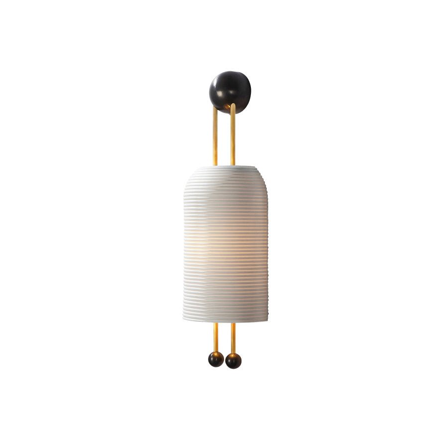 Bly aplique de pared con varillas doradas y pantalla de vidrio opalino