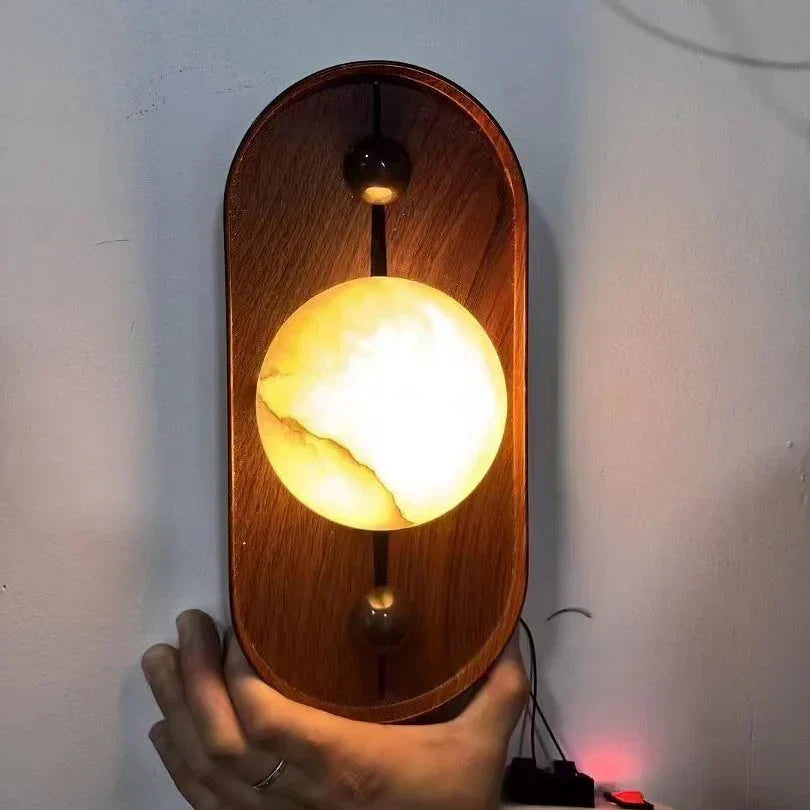 Driftwood Alabaster Wall Lamp Walnut Color