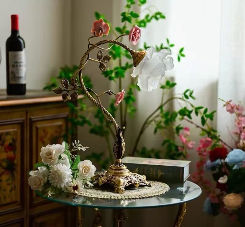 Rosalune lámpara de mesa Campanella Vintage Rose