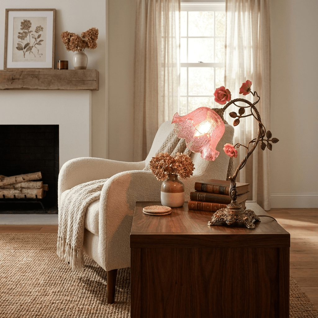 Rosalune lámpara de mesa Campanella Vintage Rose