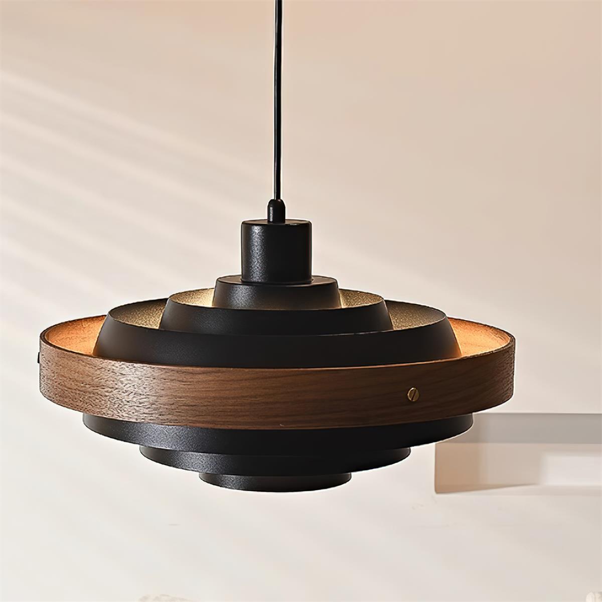 Muto Modern Round Pendant Light Wood