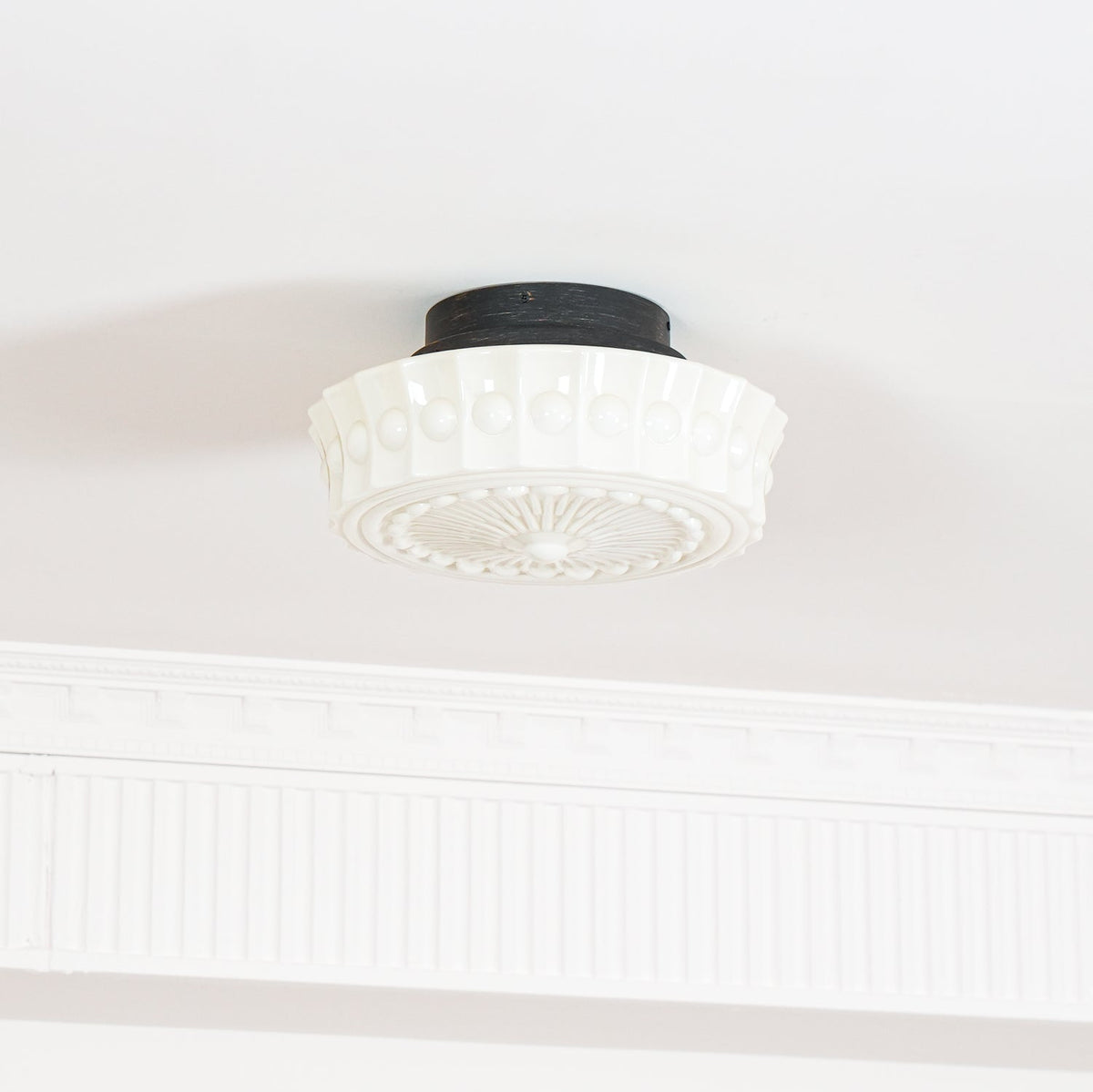 Veleraya lámpara de techo vidrio blanco floral para sala de estar