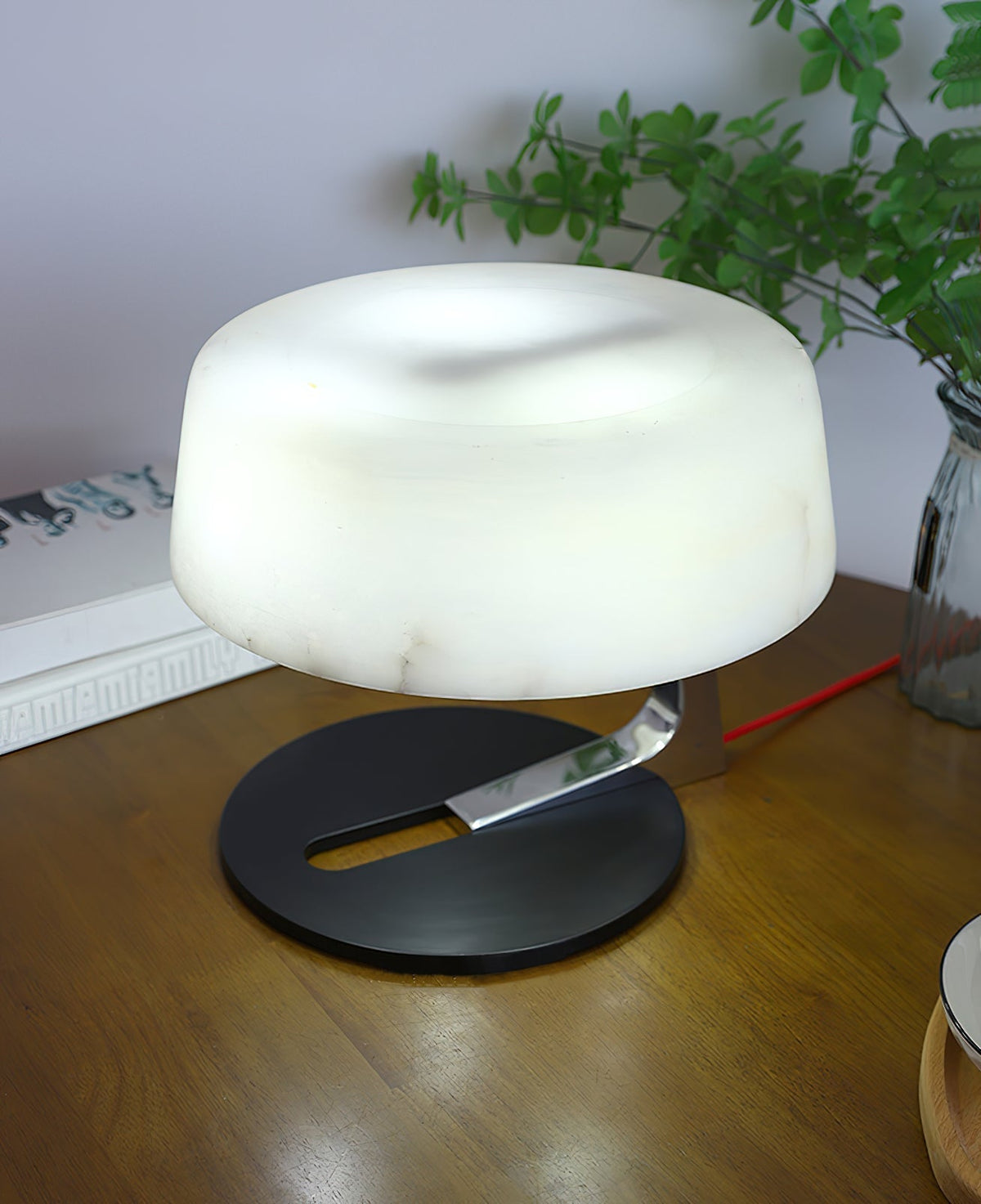 Nysolora lámpara de mesa cúpula alabastro