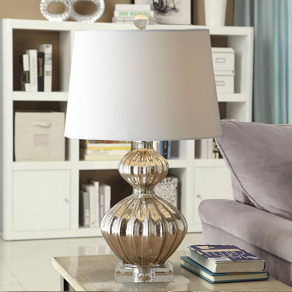 Gloria lámpara de mesa elegante de vidrio