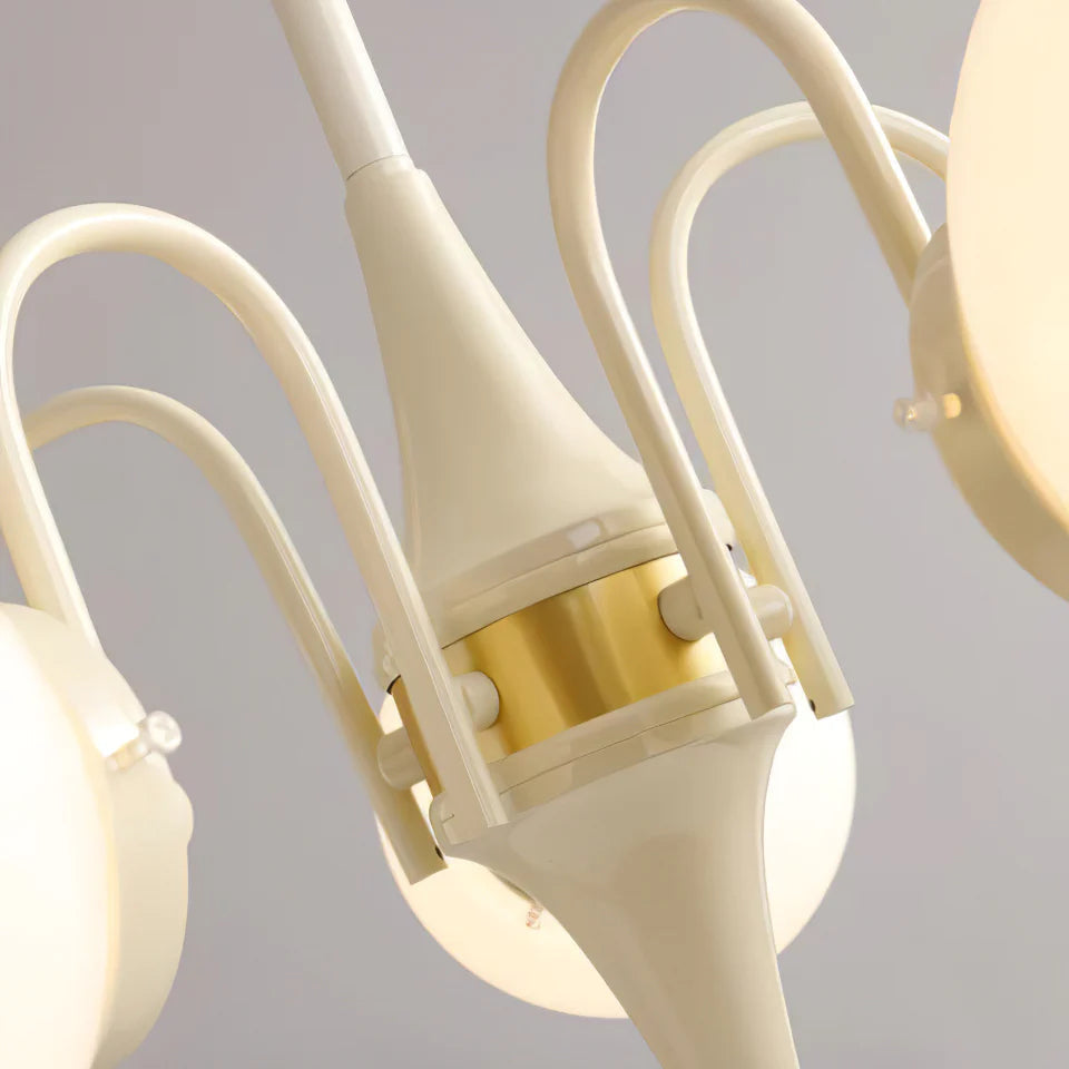 Valentina Francés LED Lámparas de Araña Lechosa Blanco Crema Metal Sala de estar