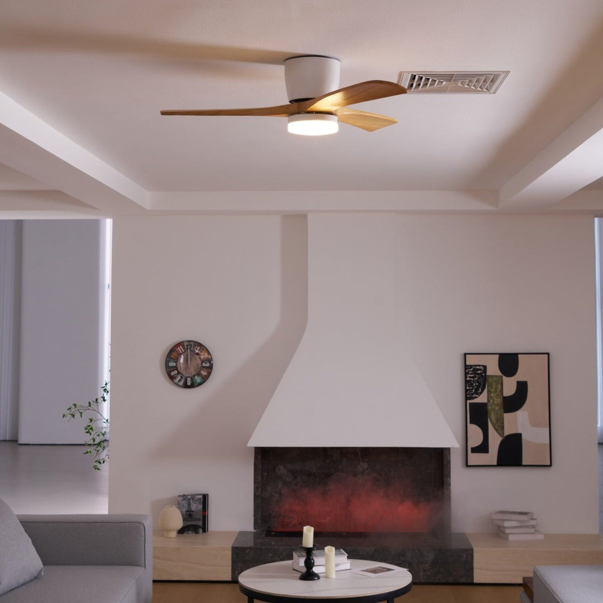 Ventilador de Techo con Luz Ezra Nórdico de Madera