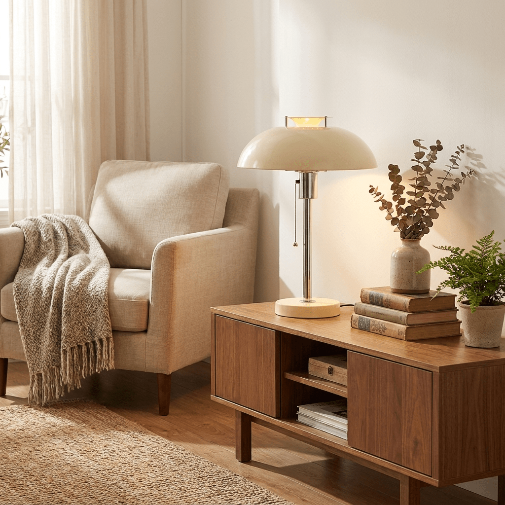 Rouven lámpara de mesa Chrome con base de seta