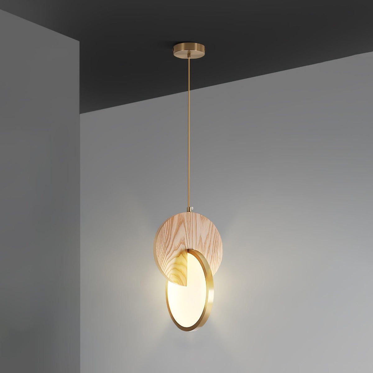 Lysola lámpara colgante con anillo de madera