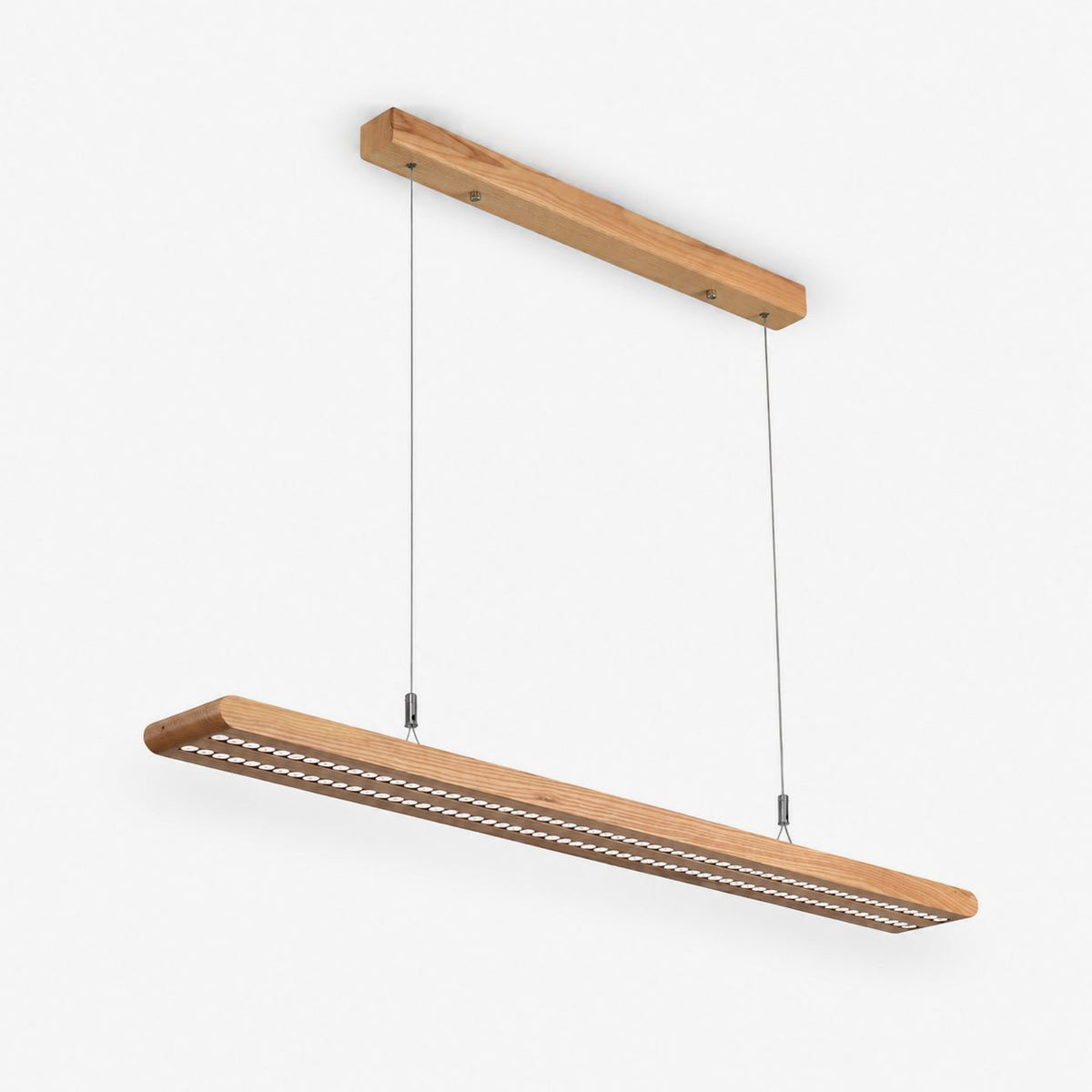 Dual lámpara colgante lineal de madera con aletas