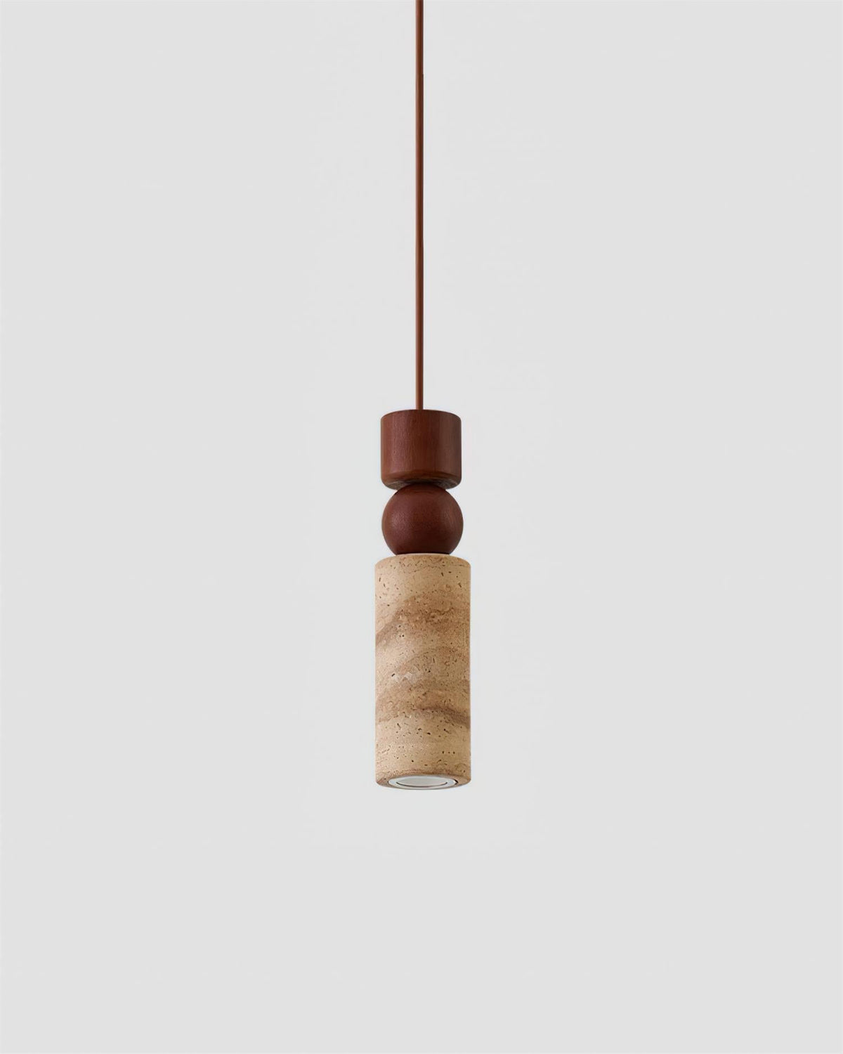 Lámpara Colgante Geométrica de Madera y Travertino Minimalista Nórdica