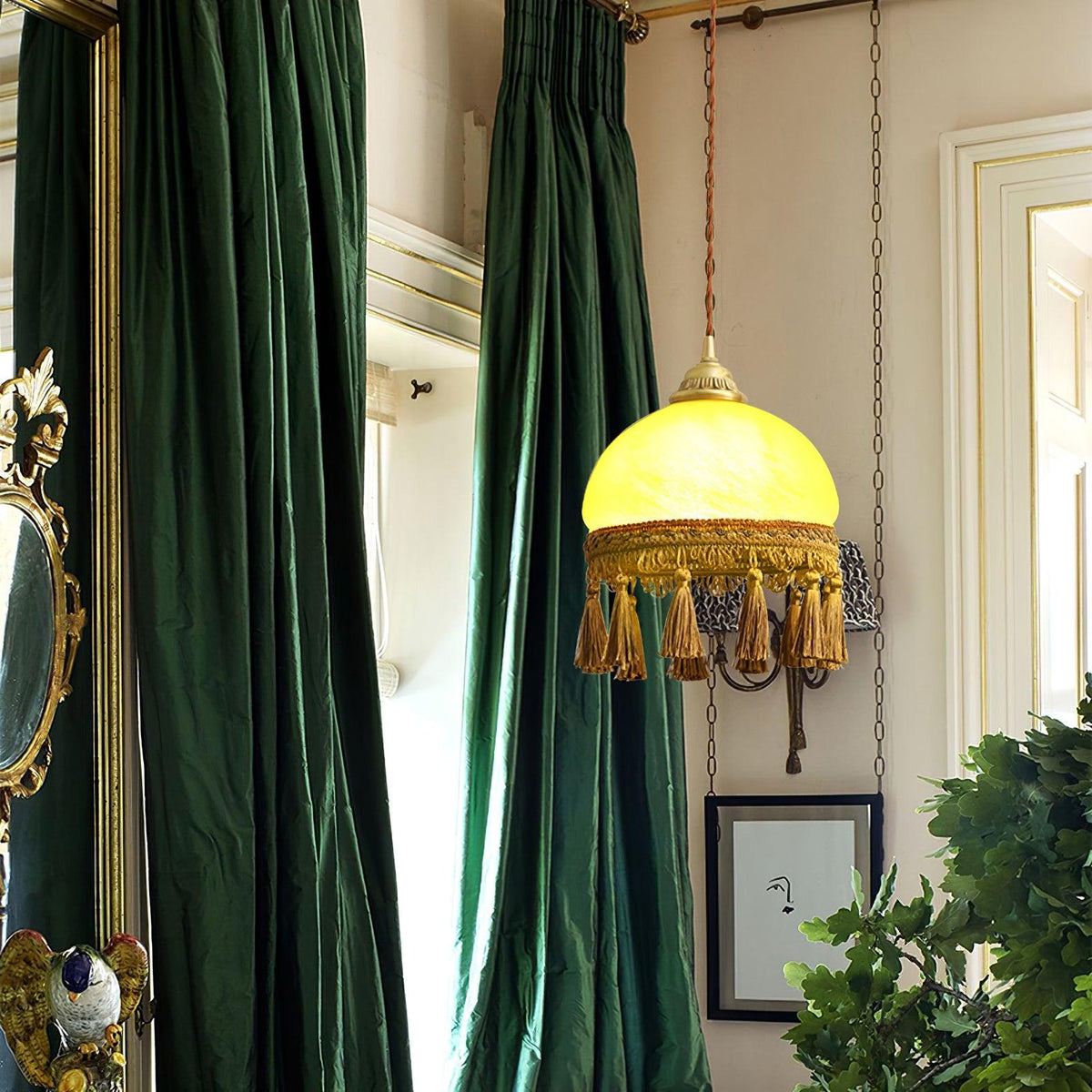 Fringe lámpara colgante con borlas de latón