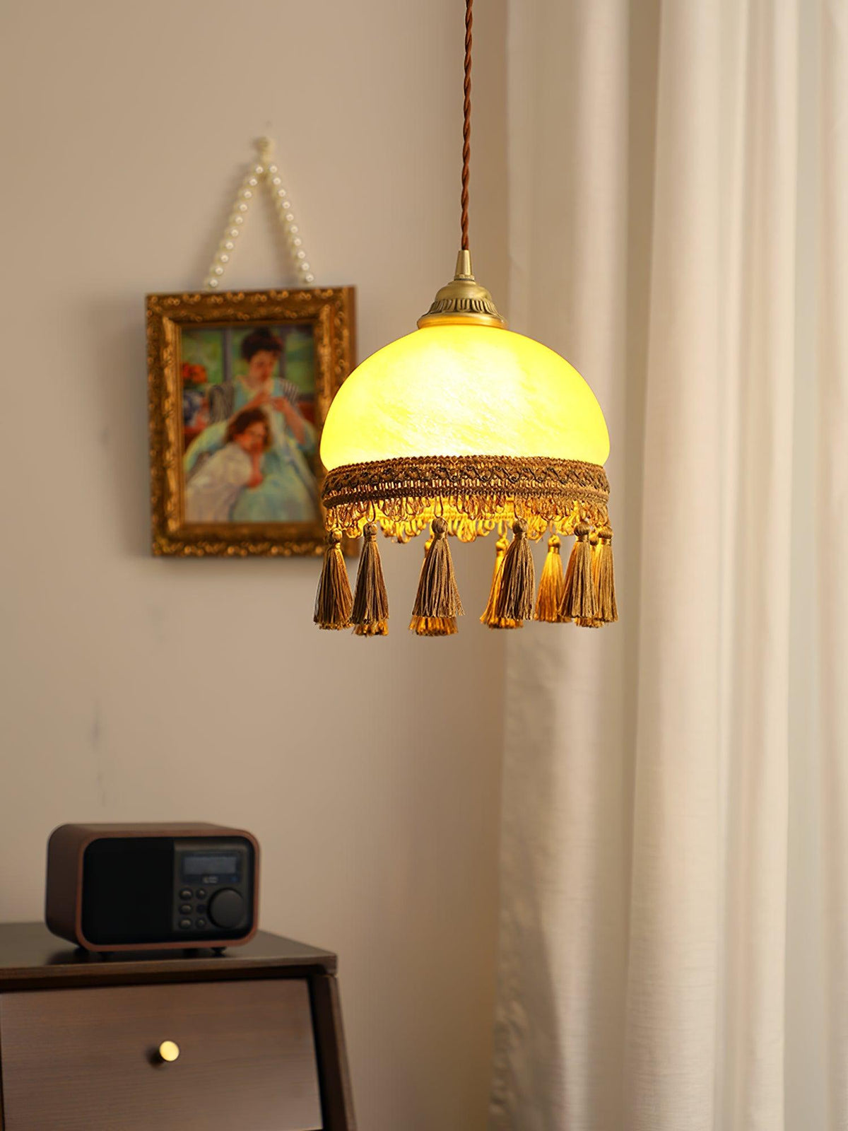 Fringe lámpara colgante con borlas de latón