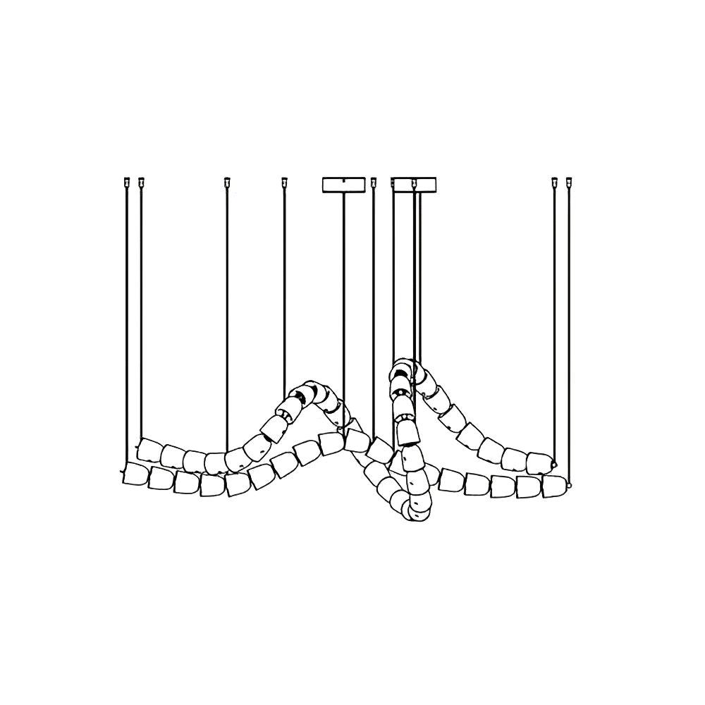 Elyisaine lámpara de araña cristal dorado LED 3-Line