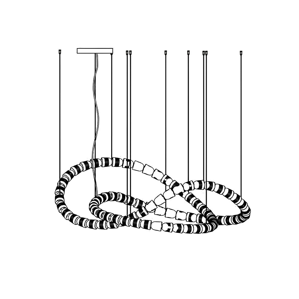 Elyisaine lámpara de araña cristal dorado LED 3-Line