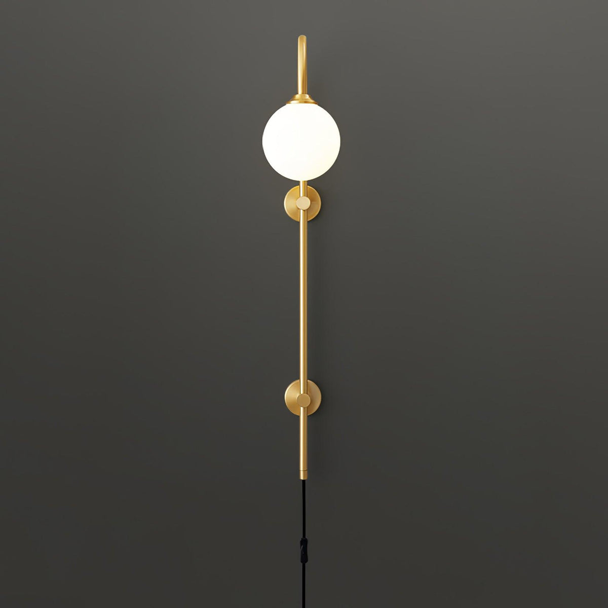 Evshaia aplique de pared Premium elegancia Globo con bombilla enchufable de latón y vidrio