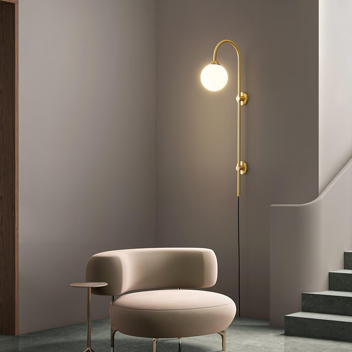 Evshaia aplique de pared Premium elegancia Globo con bombilla enchufable de latón y vidrio