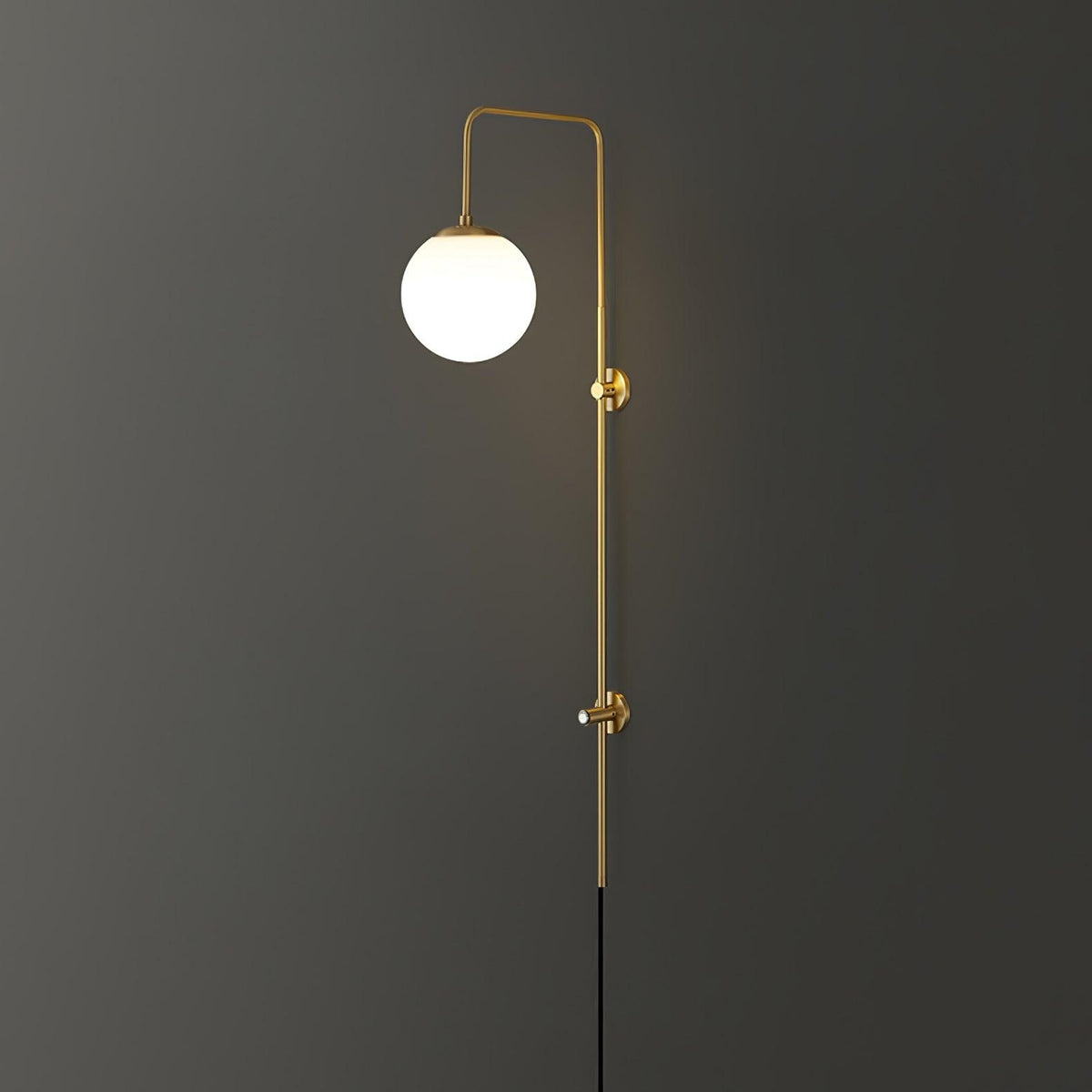 Evshaia aplique de pared Premium elegancia Globo con bombilla enchufable de latón y vidrio