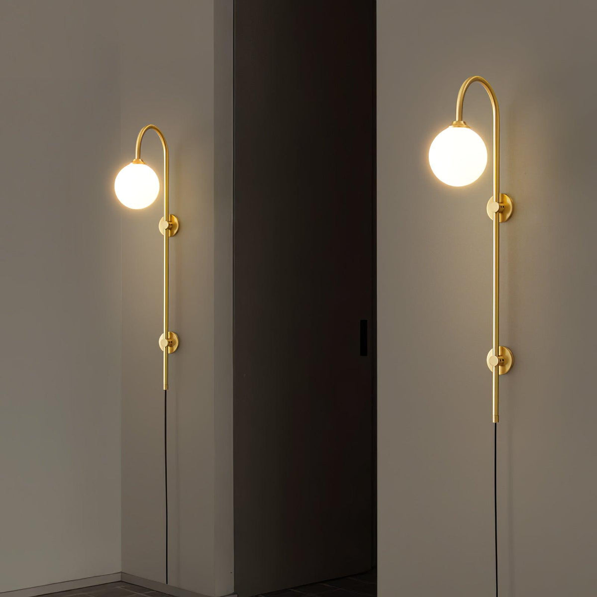 Evshaia aplique de pared Premium elegancia Globo con bombilla enchufable de latón y vidrio