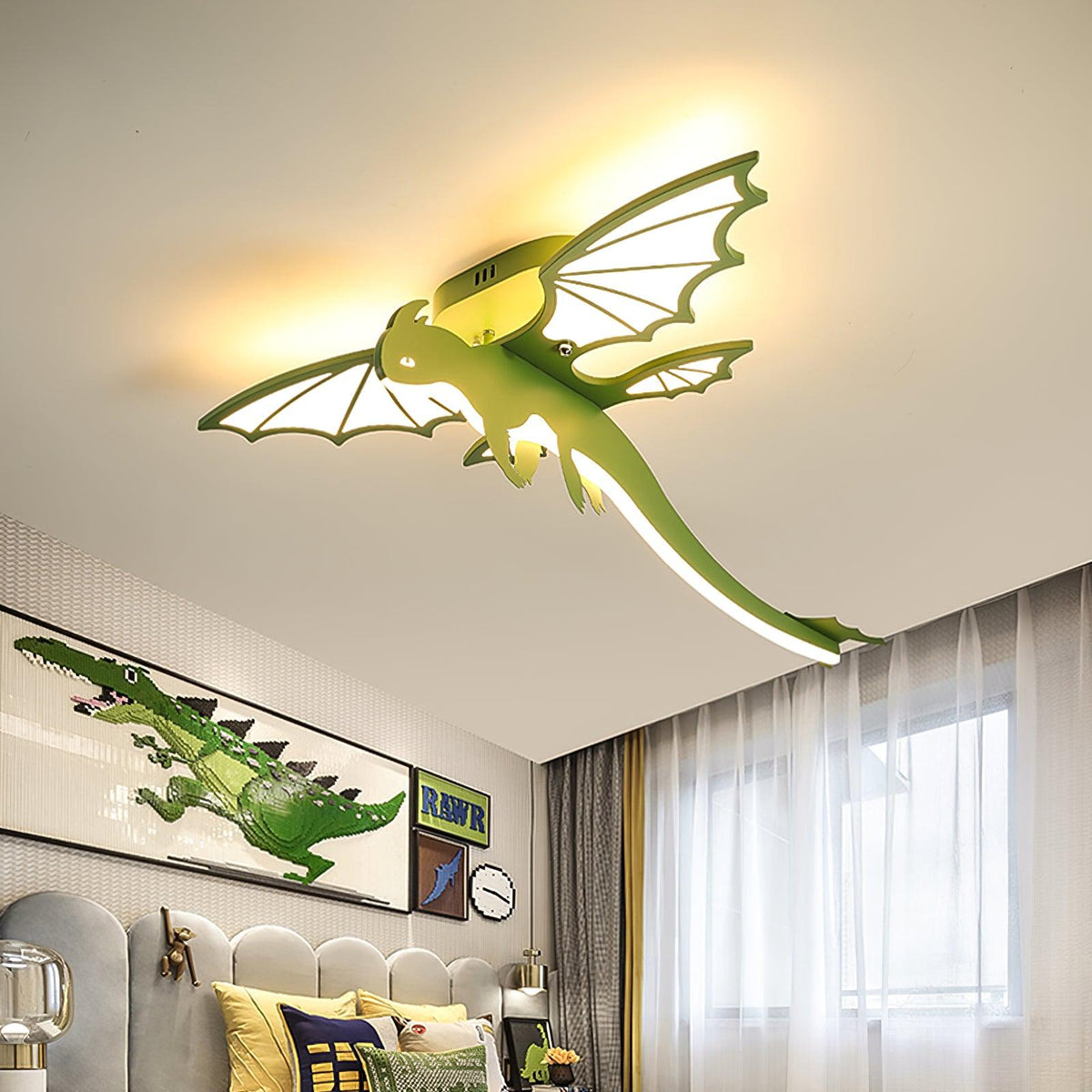 Miriora lámpara de techo verde Dinosaur LED