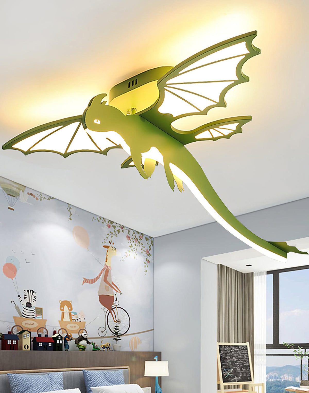 Miriora lámpara de techo verde Dinosaur LED