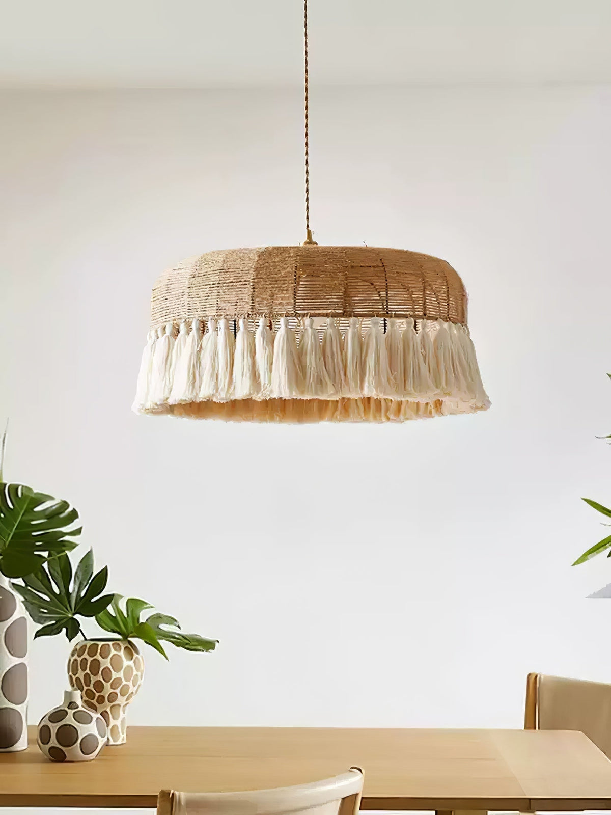 Boho lámpara colgante tejida a mano en yute