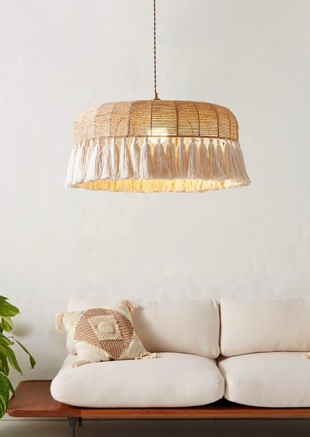 Boho lámpara colgante tejida a mano en yute