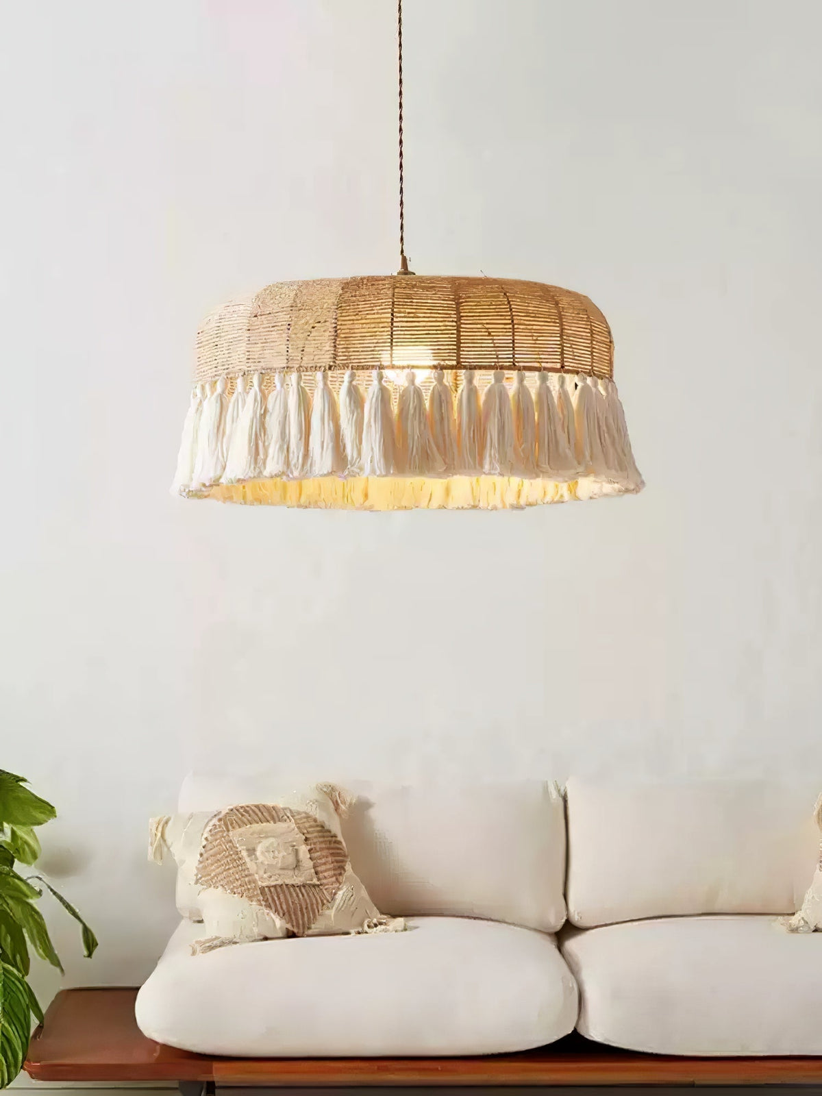 Boho lámpara colgante tejida a mano en yute