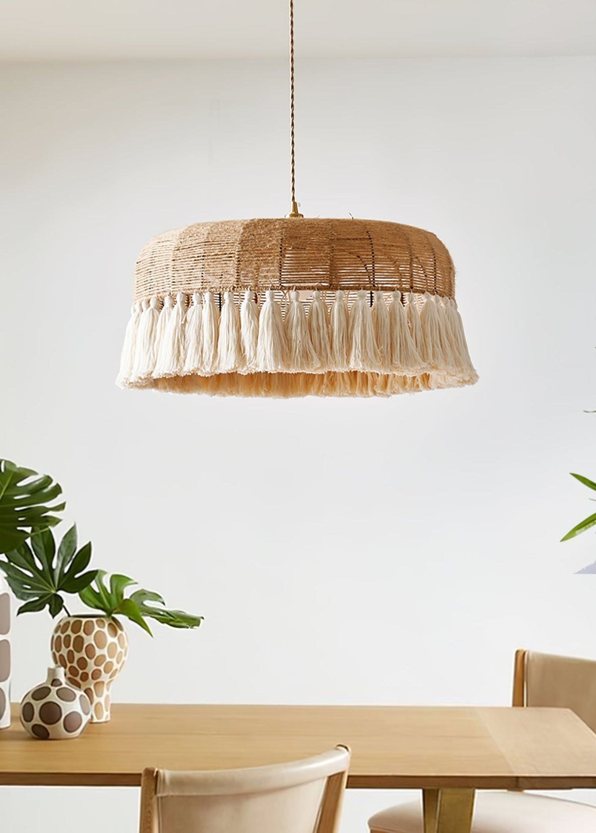Boho lámpara colgante tejida a mano en yute