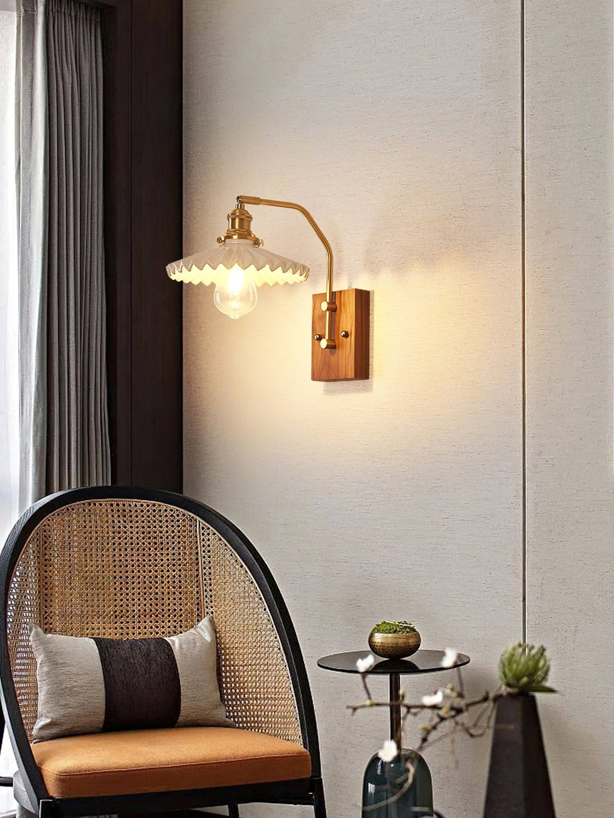 Umeris aplique de pared elegancia Vintage de madera nogal
