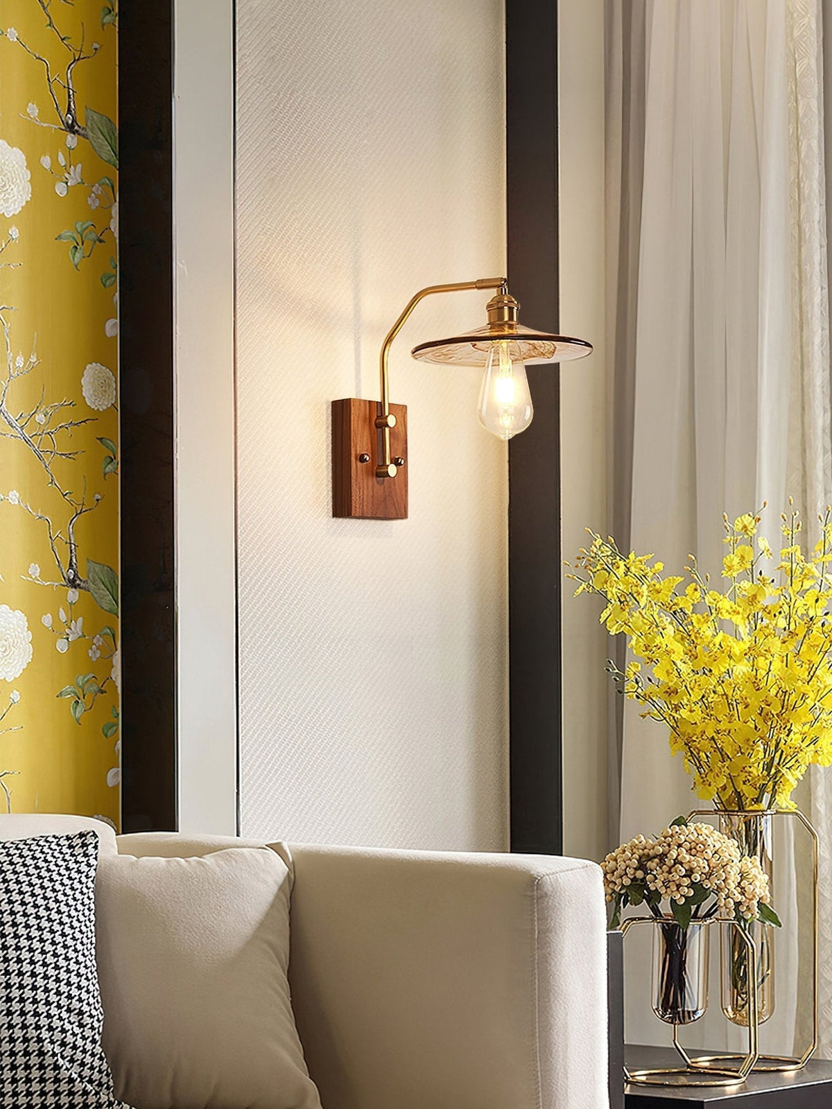 Umeris aplique de pared elegancia Vintage de madera nogal