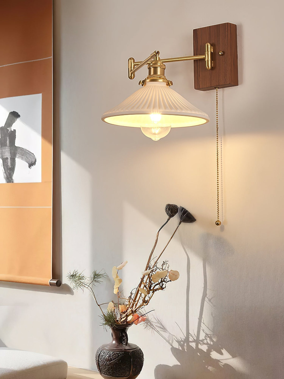 Umeris aplique de pared elegancia Vintage de madera nogal