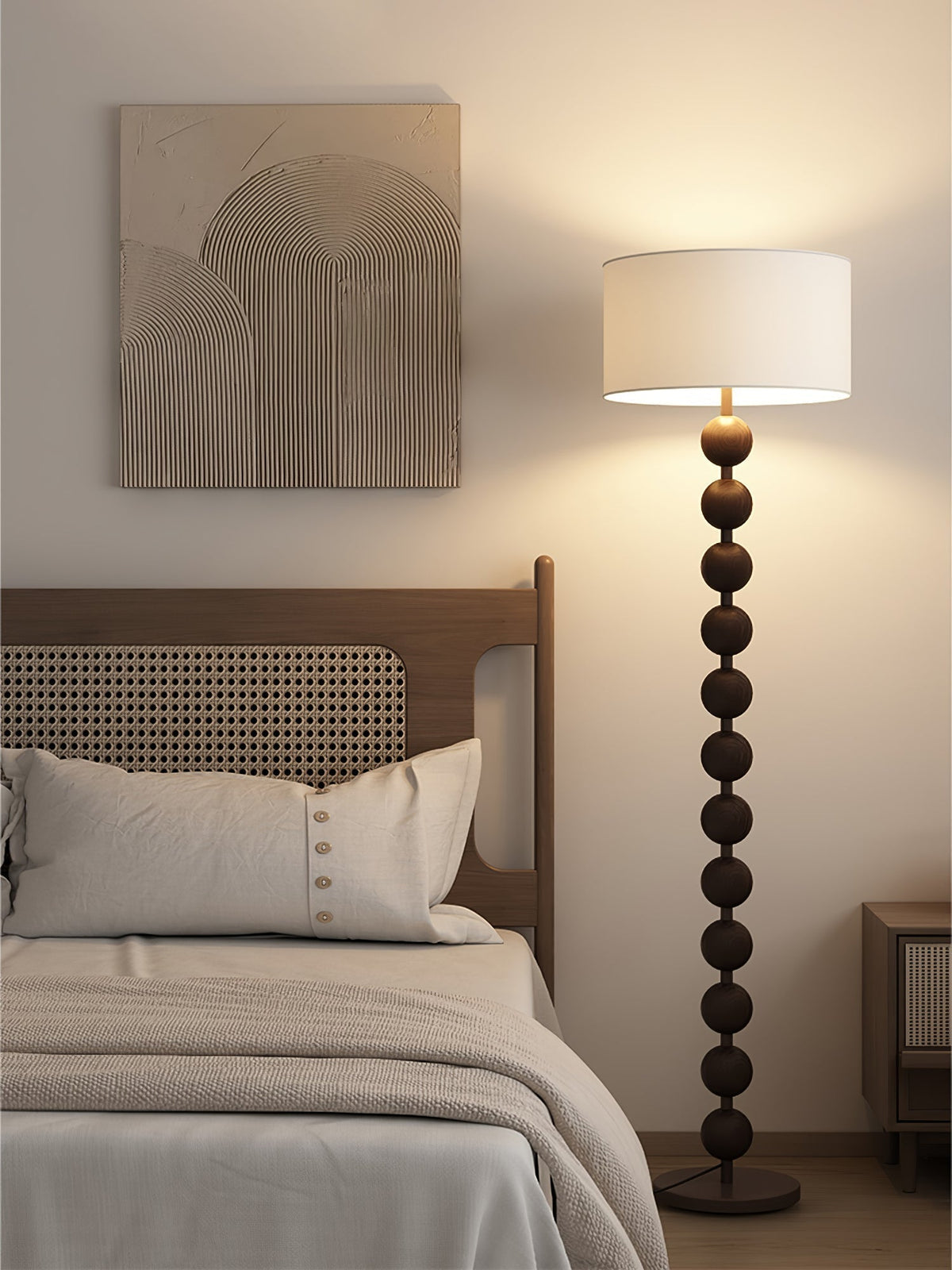 Paston lámpara de pie de madera y tejido