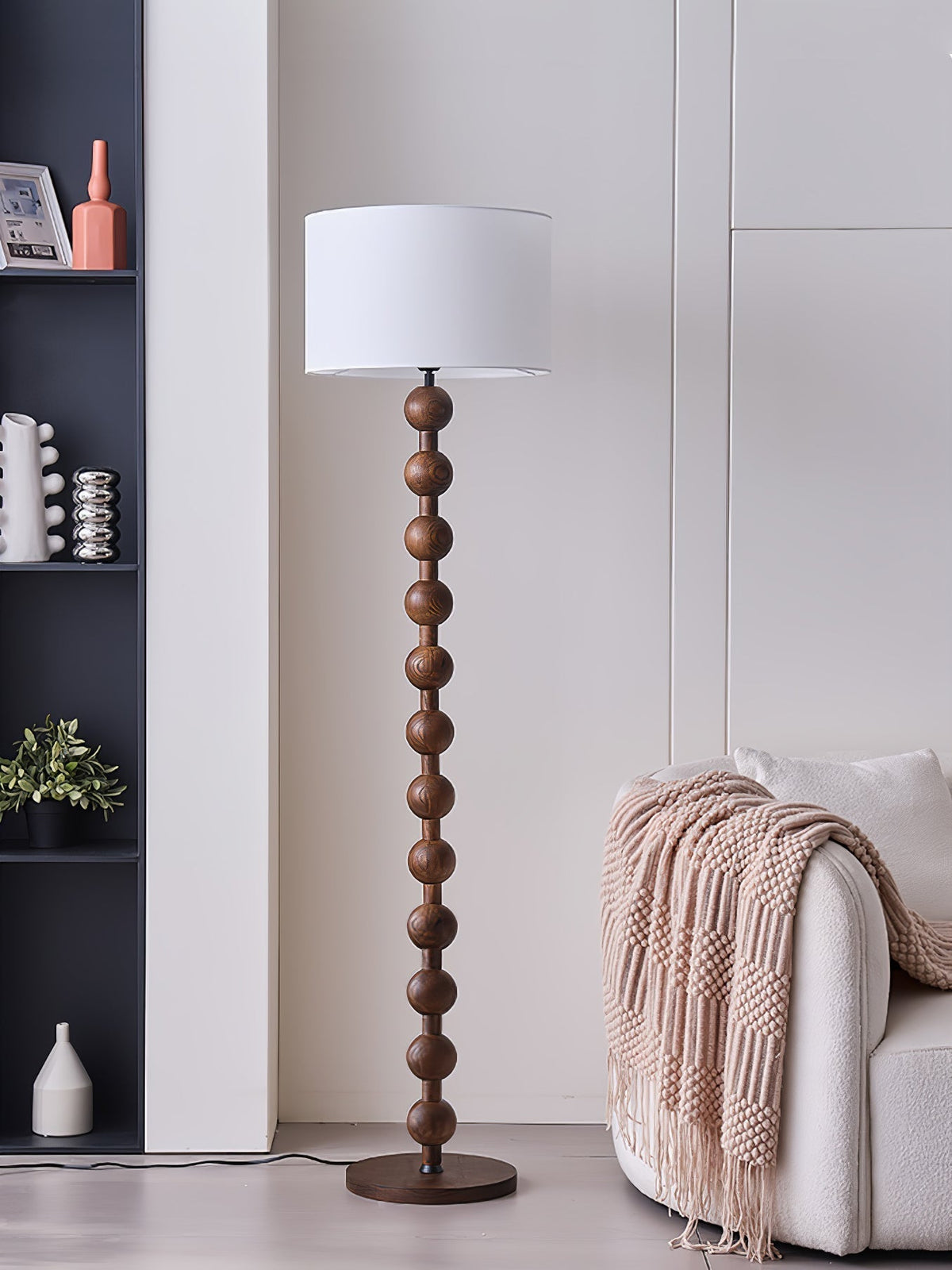 Paston lámpara de pie de madera y tejido
