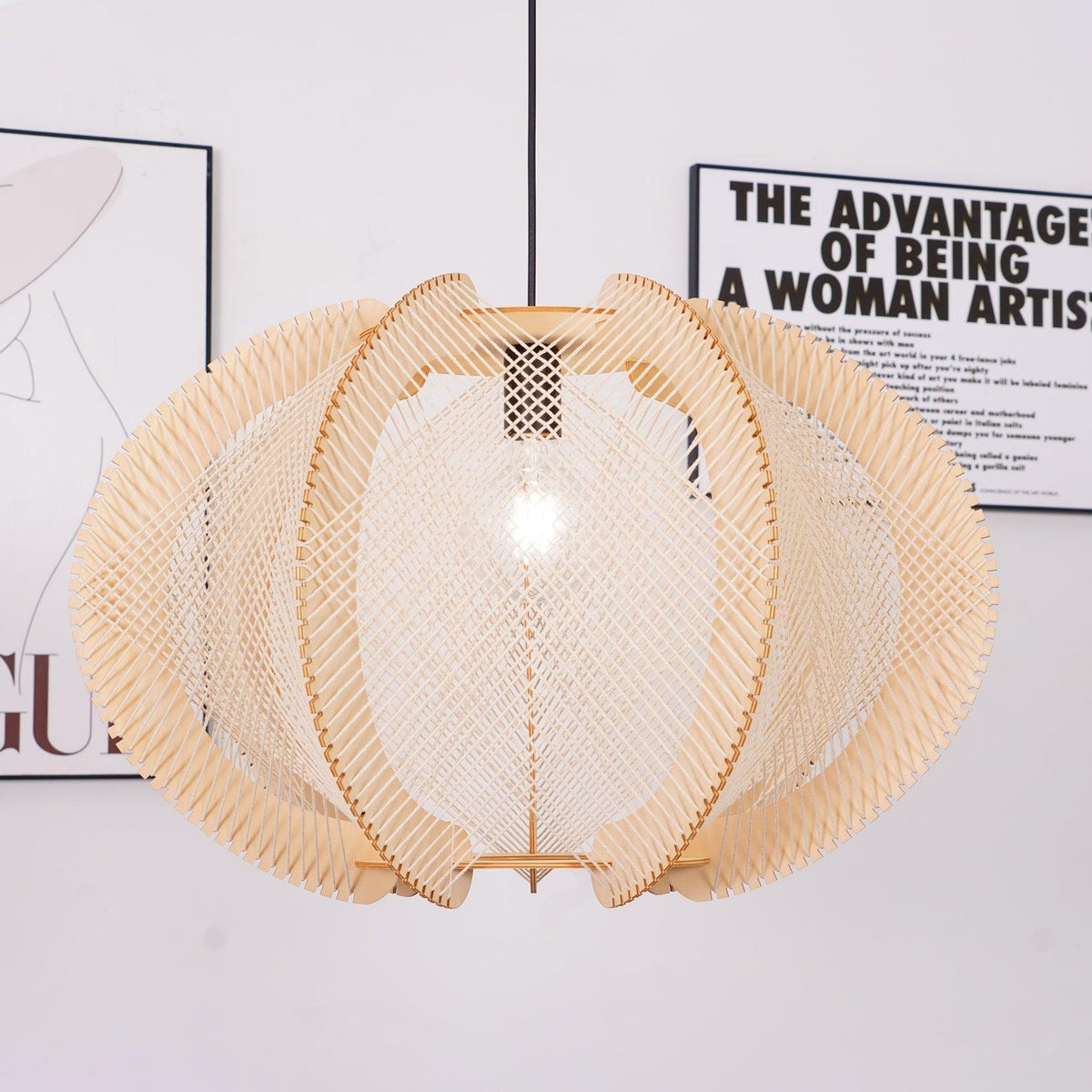 Atel lámpara colgante de madera y cuerda de cáñamo