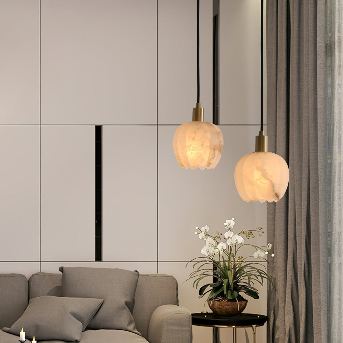 Ritta Pendant Light Flower-shaped Alabaster