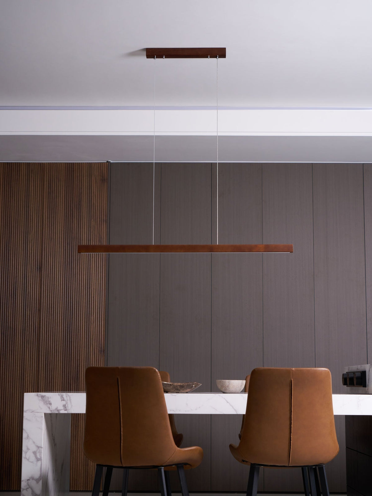 Aro lámpara colgante lineal de madera