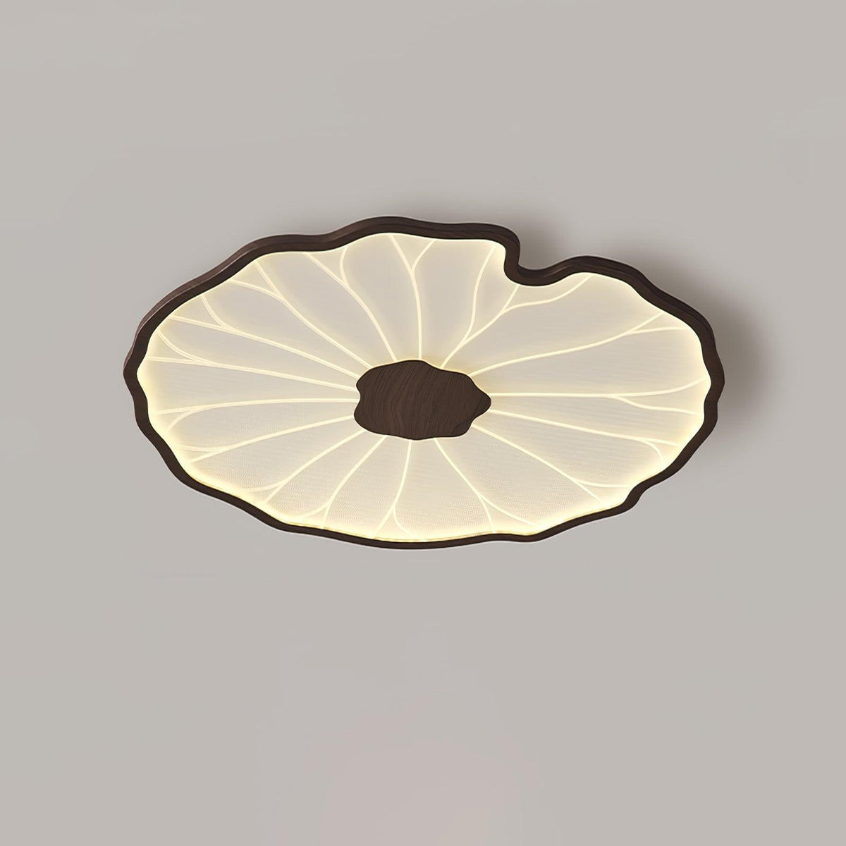 Rinorian lámpara de techo Lotus Leaf con acabado de madera