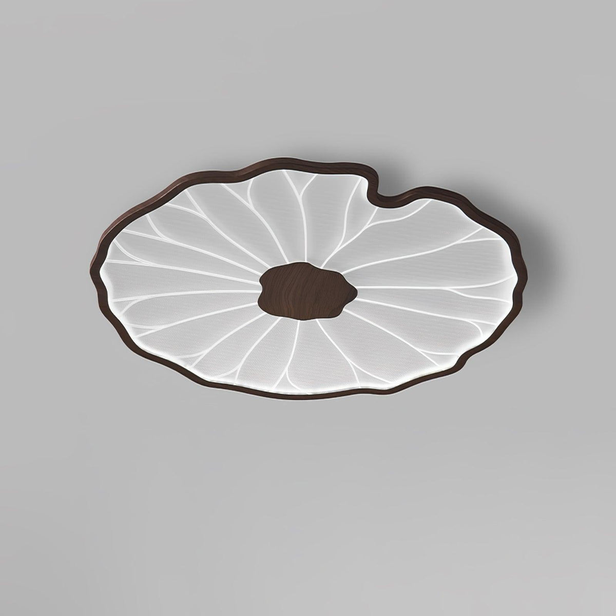 Rinorian lámpara de techo Lotus Leaf con acabado de madera