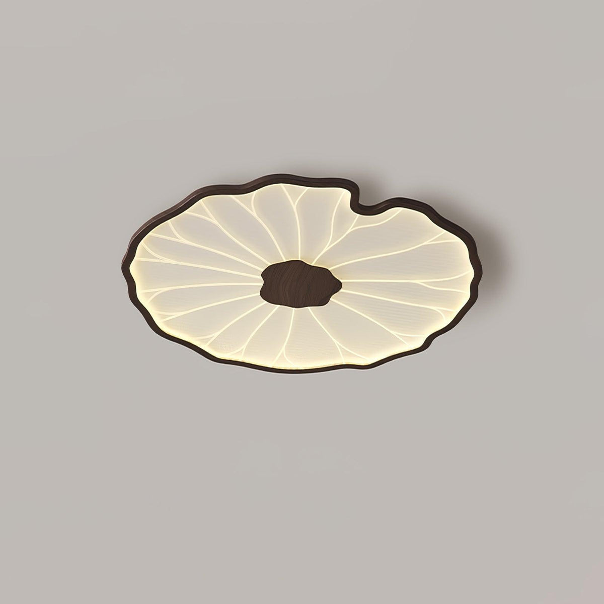 Rinorian lámpara de techo Lotus Leaf con acabado de madera