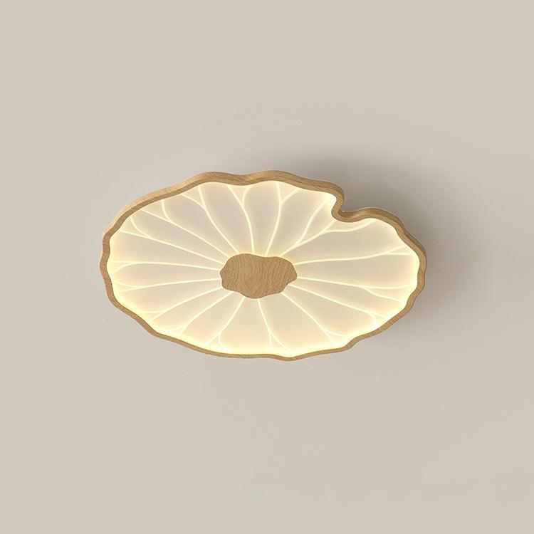 Rinorian lámpara de techo Lotus Leaf con acabado de madera