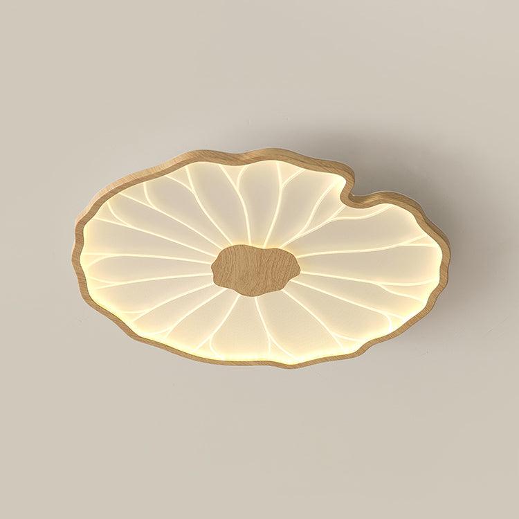 Rinorian lámpara de techo Lotus Leaf con acabado de madera