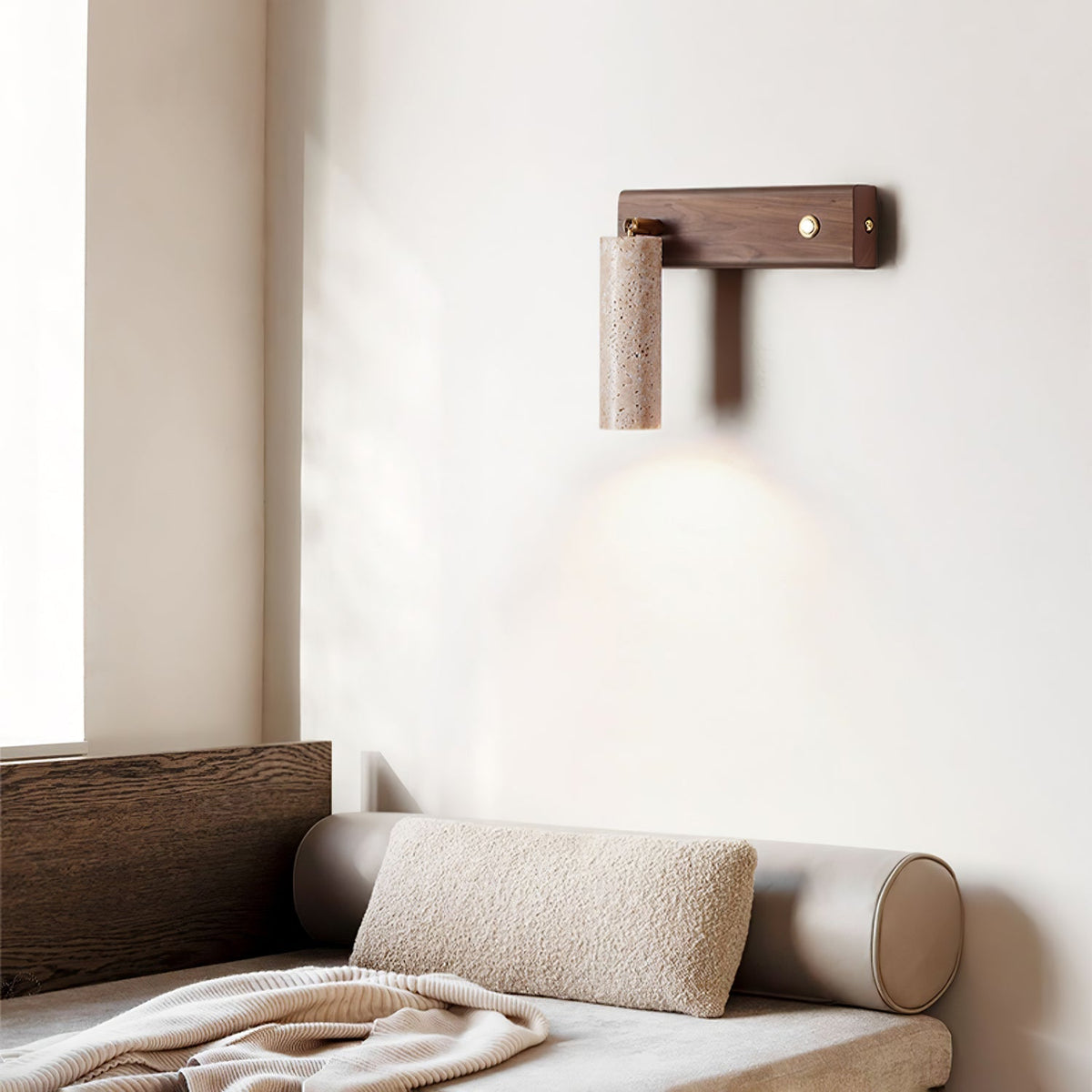 Ornoria Aplique de pared Cilíndrica Travertino Foco Moderno
