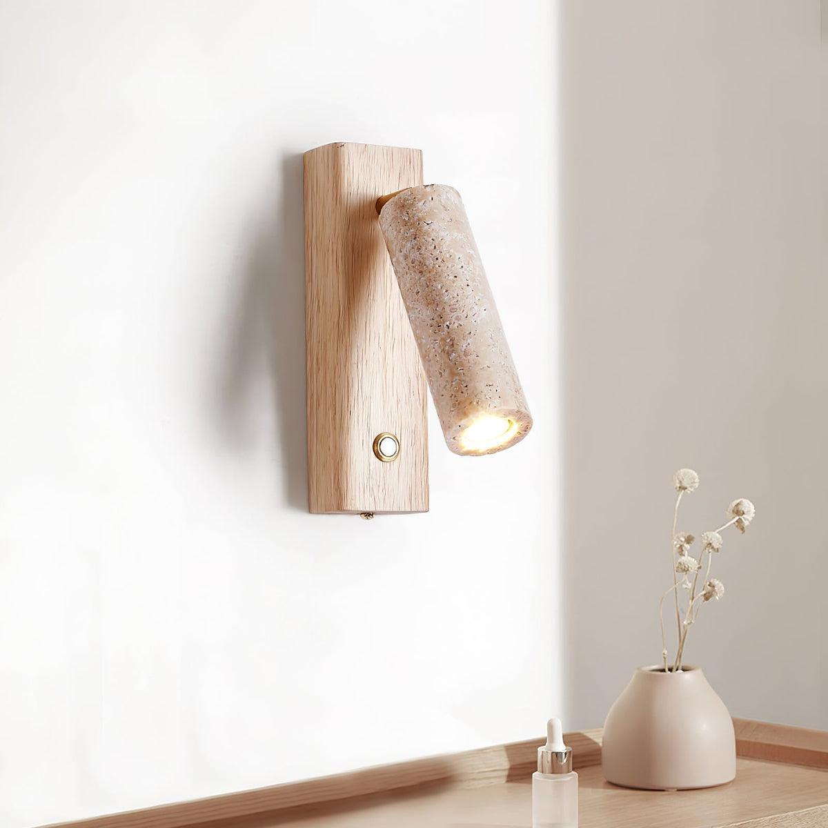 Ornoria Aplique de pared Cilíndrica Travertino Foco Moderno