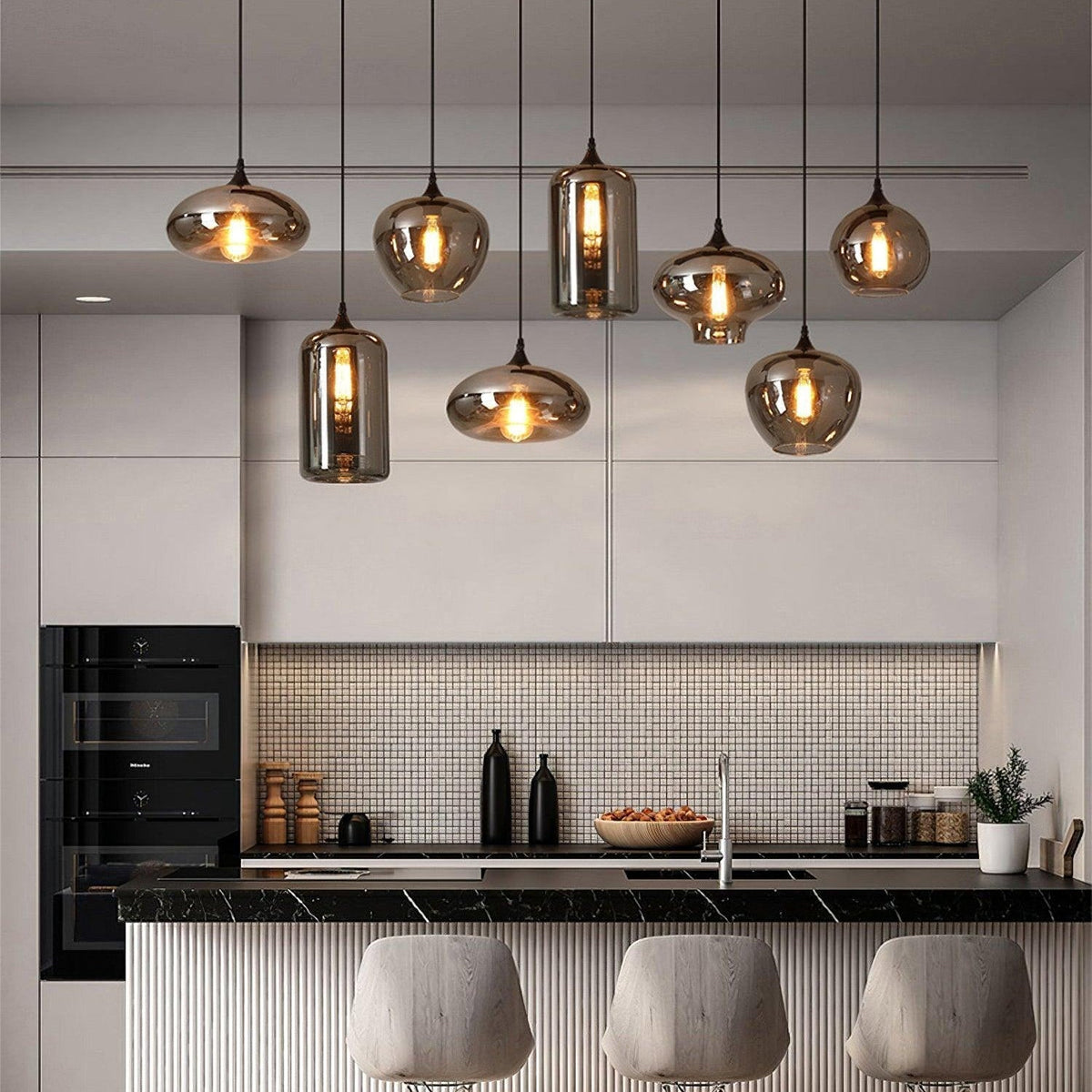 Tevely lámpara colgante de vidrio industrial chic