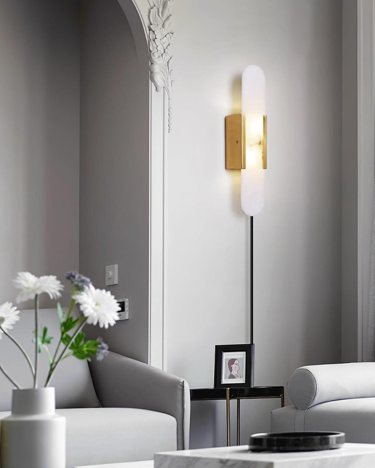 Bano aplique de pared alabastro con enchufe