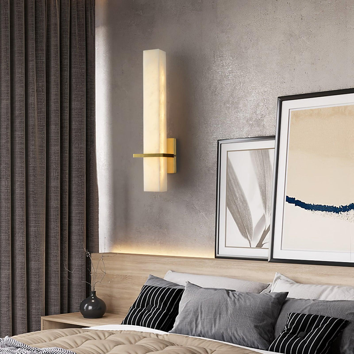 Eiriaya aplique de pared blanco alabastro latón moderno cuboide