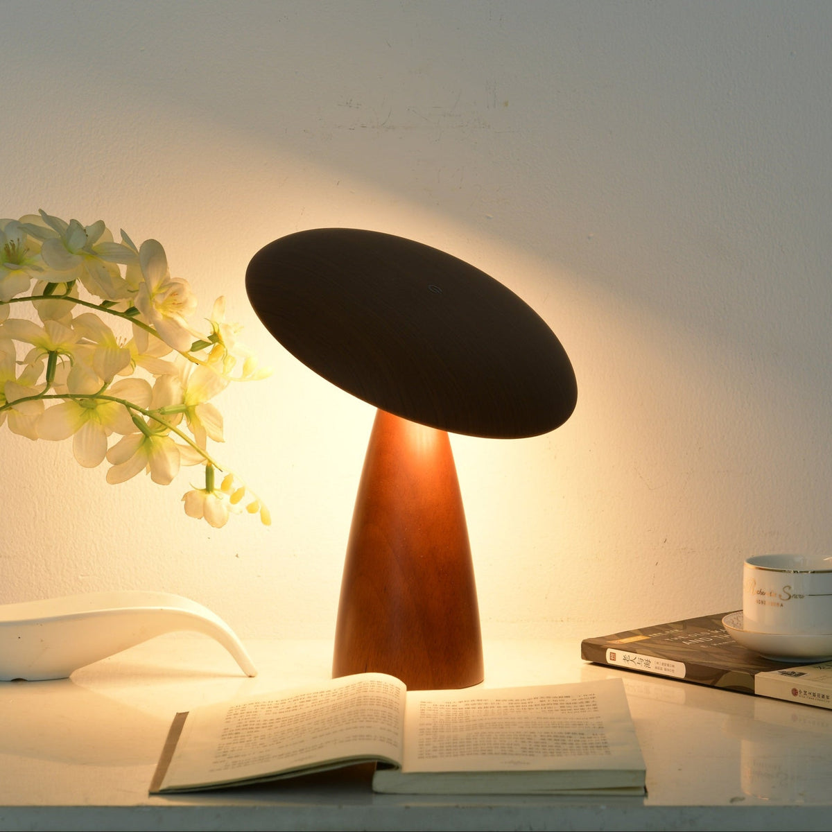 Orbis lámpara de mesa vintage de madera