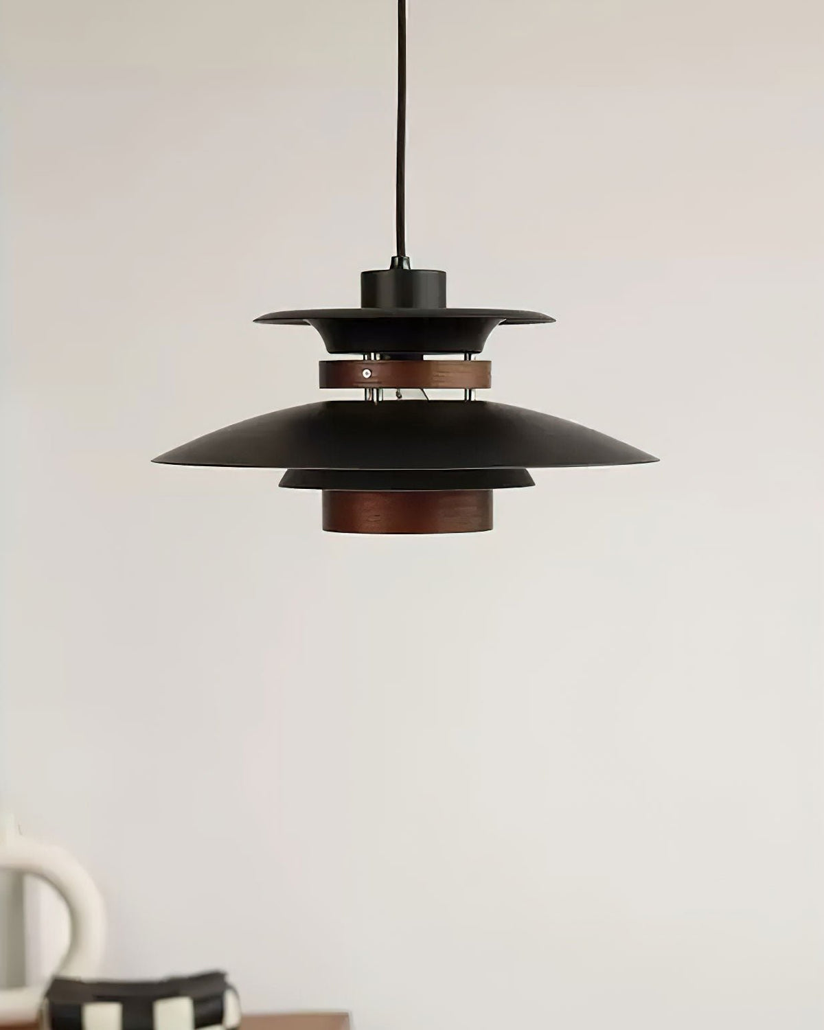 Xyla lámpara colgante de madera con pantalla superpuesta nórdica para comedor