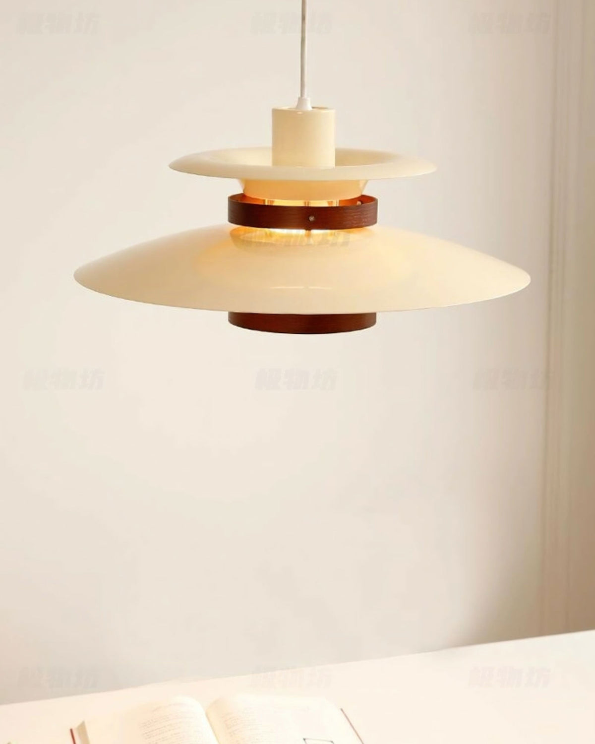 Xyla lámpara colgante de madera con pantalla superpuesta nórdica para comedor