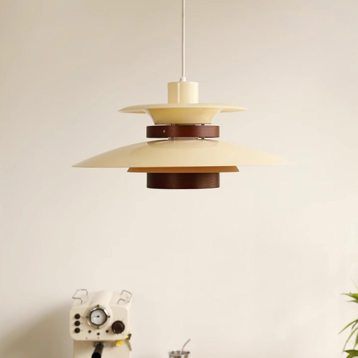 Xyla lámpara colgante de madera con pantalla superpuesta nórdica para comedor